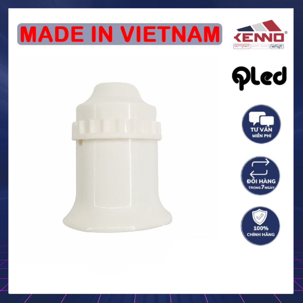 Đuôi đèn rời E27 Qled/Kenno công suất 500W màu trắng, màu đen