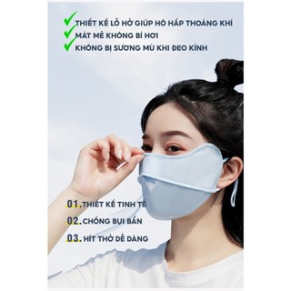 Khẩu trang Chống nắng Chống Tia UV, SPF 50+ Siêu Hot, Chất Lụa Lạnh thoáng mát UNISEX nam nữ đều thích hợp