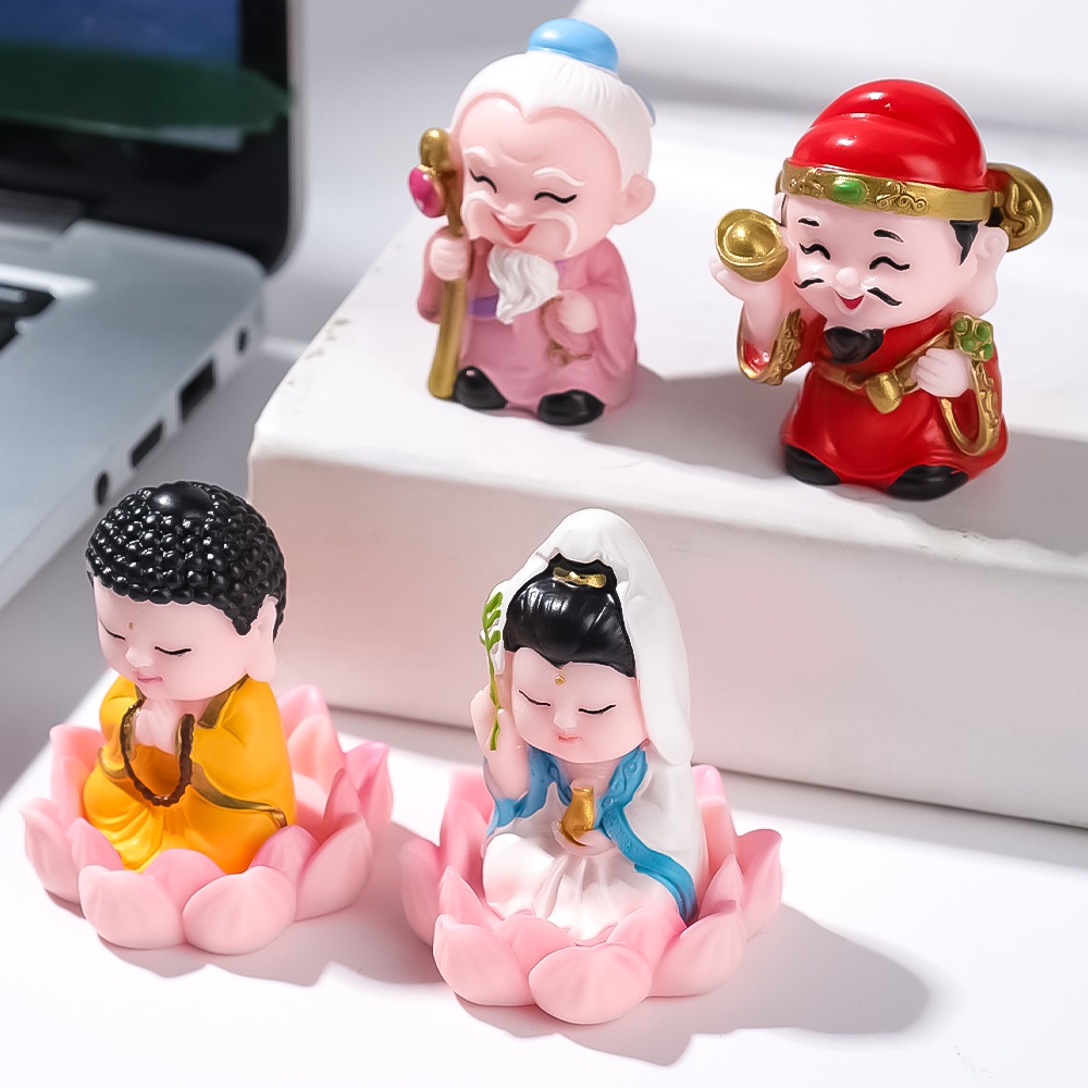 [Featured] Tượng Thần Tài Năm Mới - Tượng Phật Quan Âm Dễ Thương - Tượng Nhỏ Bằng Nhựa Resin Để Bàn Trang Trí Nhà Cửa / Văn Phòng