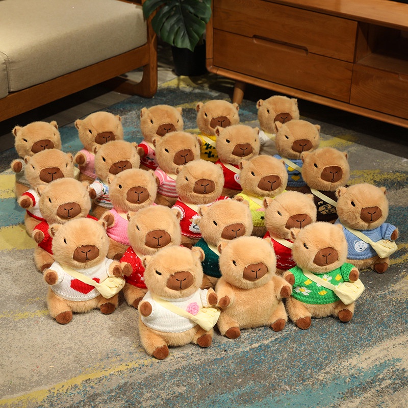Rytanda Capybara Plush Toy Đồ chơi nhồi bông búp bê Capybara mặc đồ dễ thương làm quà tặng sinh nhật trang trí phòng ngủ