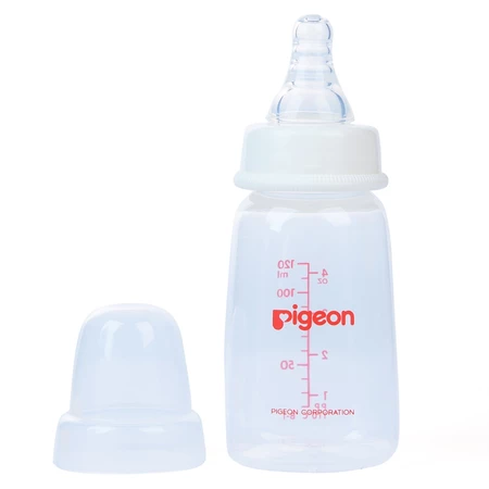 Bình sữa Pigeon PP cổ hẹp 120ml núm ti silicone siêu mềm chống sặc đầy hơi cho bé sơ sinh