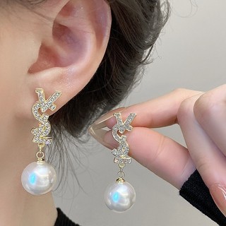 Khuyên Tai Hình Chữ Cái Đính Ngọc Trai Thời Trang Dành Cho Nữ