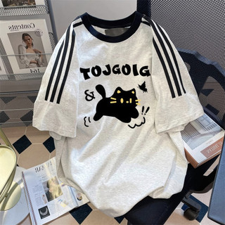 HIIXIIVI Mới 100% Cotton Unisex Áo Thun Nữ Tay Ngắn Nam Nữ Baggy Cổ Tròn Rời In Độc Đáo Cặp Đôi Tee