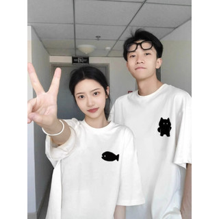 HIIXIIVI Thương Hiệu Mới 100% Cotton Unisex Áo Thun Nữ Tay Ngắn Nam Nữ Baggy Cổ Tròn Rời In Độc Đáo Cặp Đôi Tee