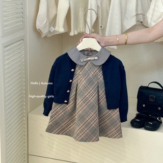 Bộ Đồ Bé Gái Phong Cách Mới Thời Trang Cho Bé Tất Cả Trận Đấu Áo Len Dệt Kim Cardigan Sang Trọng Áo Vest Váy Xuân Thu Hai Mảnh Phù Hợp Với
