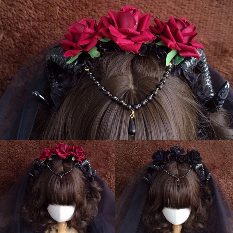 Vòng Đeo Tóc Gothic Cho Phụ Nữ và Cô Gái, Thích Hợp cho Halloween