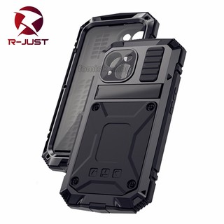 [R-JUST] Heavy Duty Aluminum Metal Shockproof 360 Case Cover for iPhone 15 ProMax 14 Plus 14 Pro Max for Samsung S23 Ultra