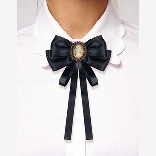 Phong Cách Anh Nơ Vintage Beauty Head Màu Đen Quá Khổ Nơ Cổ Có Chân Cho Nữ Cổ Điển Đen