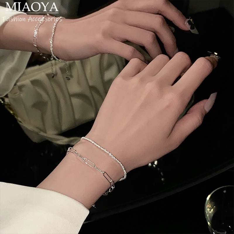 MIAOYA Thời Trang Vòng Tay Kim Loại Mạ Bạc Thiết Kế Độc Đáo
