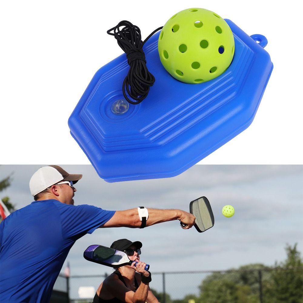 Wanyedi Pickleball Trainer, Blue Độ đàn hồi cao Solo Pickleball Trainer, Đế ổn định tự học bền 40 lỗ Bóng hồi phục trong nhà ngoài trời