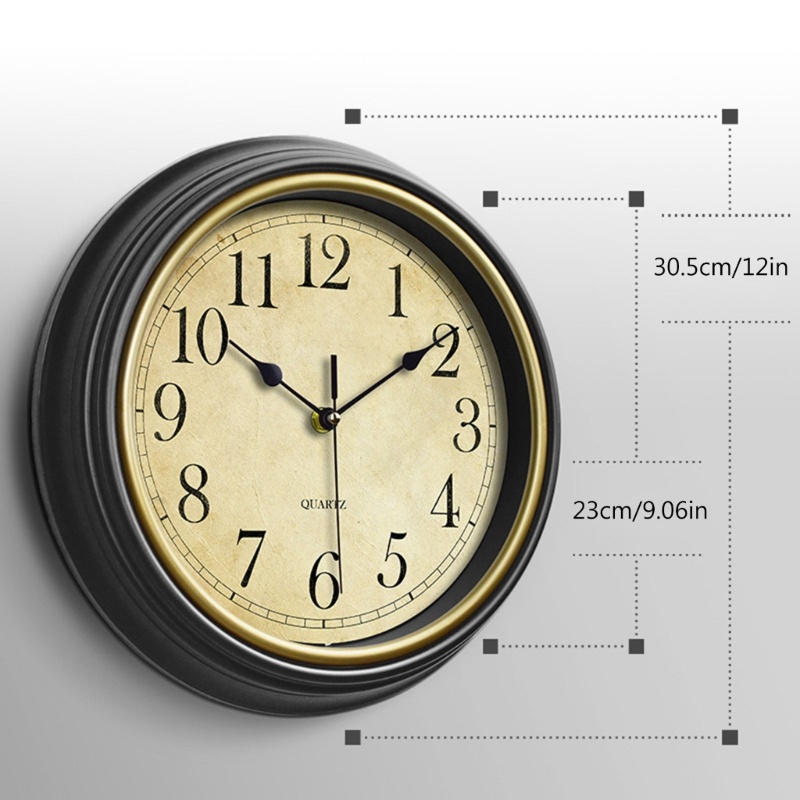 PPY Hoạt Động Đồng Hồ Treo Tường 12in Vintage Đồng Hồ Treo Tường Retro Yên Tĩnh Đồng Hồ Cho Trường Học Tại Nhà Trang Trí Văn Phòng