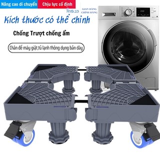 Chân đế kê tủ lạnh Giá đỡ máy giặt 8 trụ đứng 4 bánh Tuỳ chỉnh độ cao Linh hoạt kích cỡ di chuyển dễ  Gia dụng Myd.23