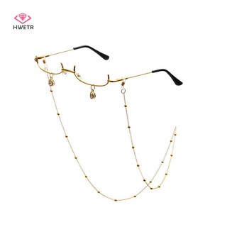 Mắt Kính Nửa Gọng Kim Loại Không Tròng Kèm Dây Xích Cổ Điển Cho Nữ Mới