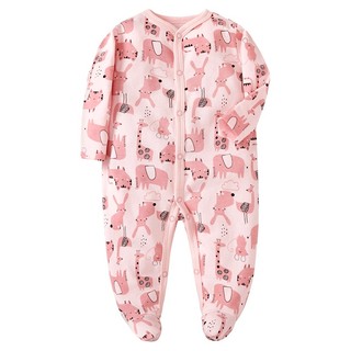 Bộ Áo Liền Quần Ngủ Tay Dài 100% Cotton In Hoa Dành Cho Bé Gái