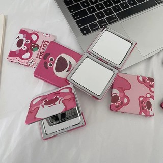 Gương mini gấu dâu Lotso 2 mặt gấp gọn bỏ túi tiện lợi - gấu hồng Losto Dễ thương