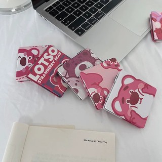 Gương mini gấu dâu Lotso 2 mặt gấp gọn bỏ túi tiện lợi - gấu hồng Losto Dễ thương