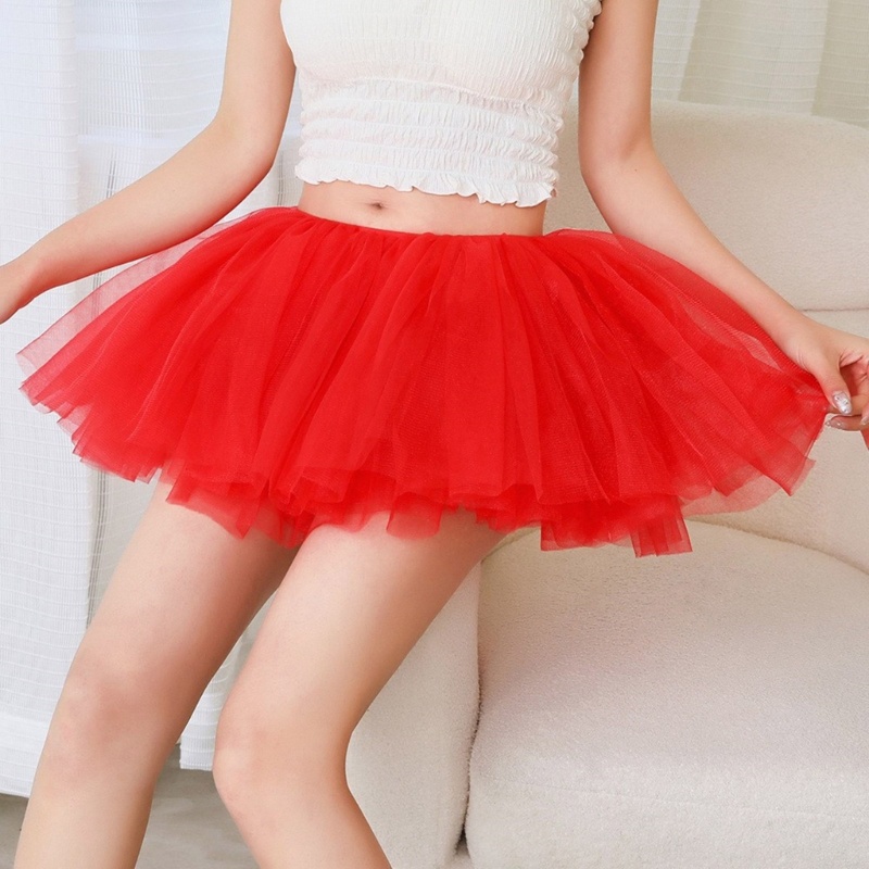 Da Nữ Lớp Tulle Mini Váy Lưới Cầu Vồng Tutu Petticoat Cho Tiệc Cosplay