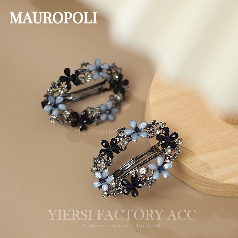 Mauropoli [Sẵn Sàng] Mũ Kẹp Tóc Top Kẹp Tóc Retro Đầu Lưng Tóc Kim Cương Giả Hàn Quốc Rỗng Kim Cương Giả Lò Xo Kẹp