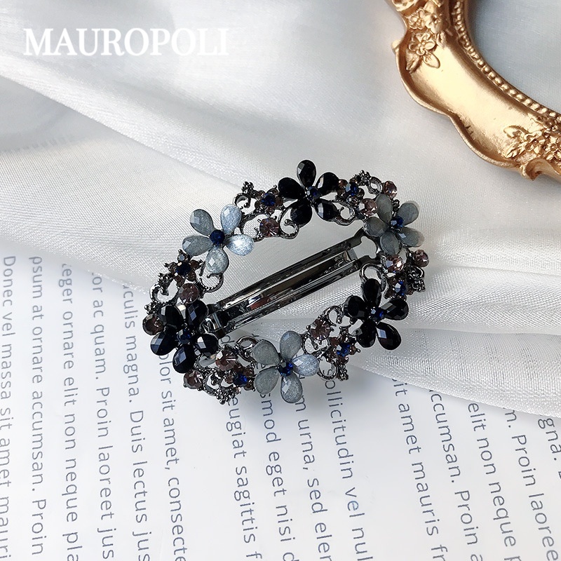 Mauropoli [Sẵn Sàng] Mũ Kẹp Tóc Top Kẹp Tóc Retro Đầu Lưng Tóc Kim Cương Giả Hàn Quốc Rỗng Kim Cương Giả Lò Xo Kẹp