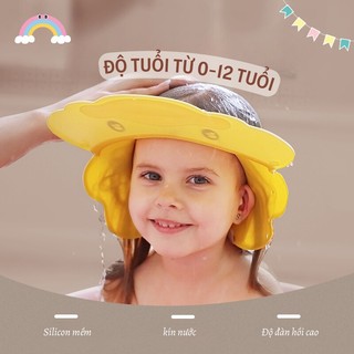 Mũ gội đầu vịt con cho bé Mũ chắn nước gội đầu có khóa cho bé  nón tắm gội đầu bé điều chỉnh kích thước Bunnies