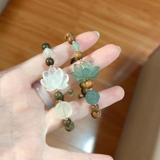 Vòng Tay Chuỗi Hạt Hình Hoa Sen Phong Cách Trung Hoa Cổ Điển Mềm Mại Thời Trang Cho Nữ