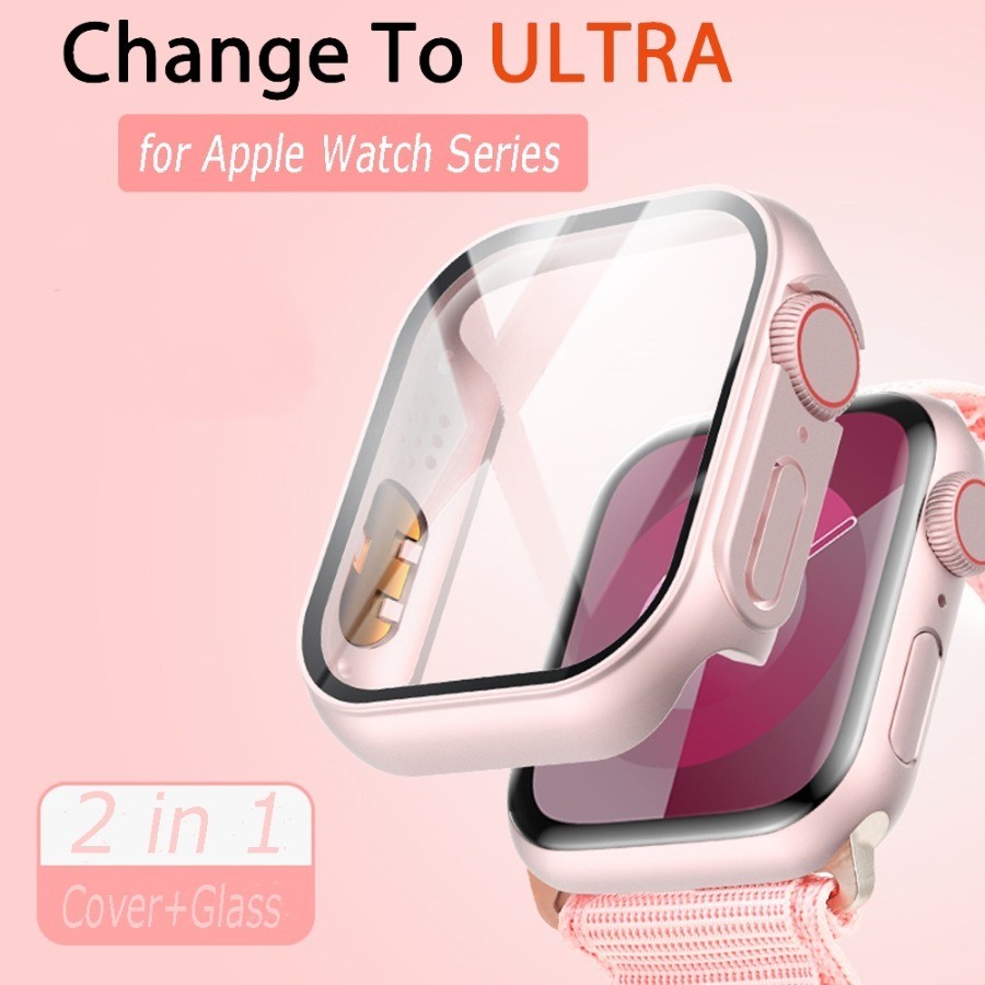 Kính + Ốp Lưng Cho Apple Watch 46mm 42mm Series 10 44mm 45mm 41mm 40mm 42mm 38mm Vỏ Bảo Vệ Màn Hình Thay Đổi Siêu Cản iWatch 9 8 7 SE 6 5