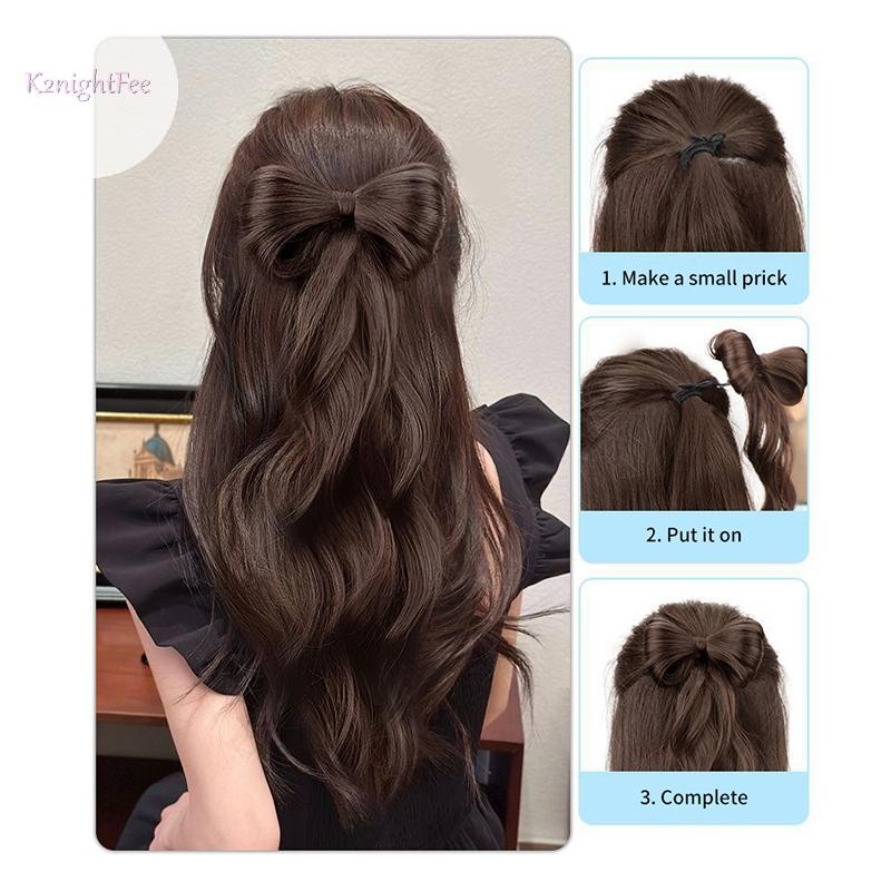 K2nightfee Tổng Hợp Nơ Bun Chignon Với Xoăn sel Chịu Nhiệt Tự Nhiên Giả Phụ Kiện Tóc Lông Tơ Nơ Tóc Giả Dụng Cụ Tạo Kiểu VN