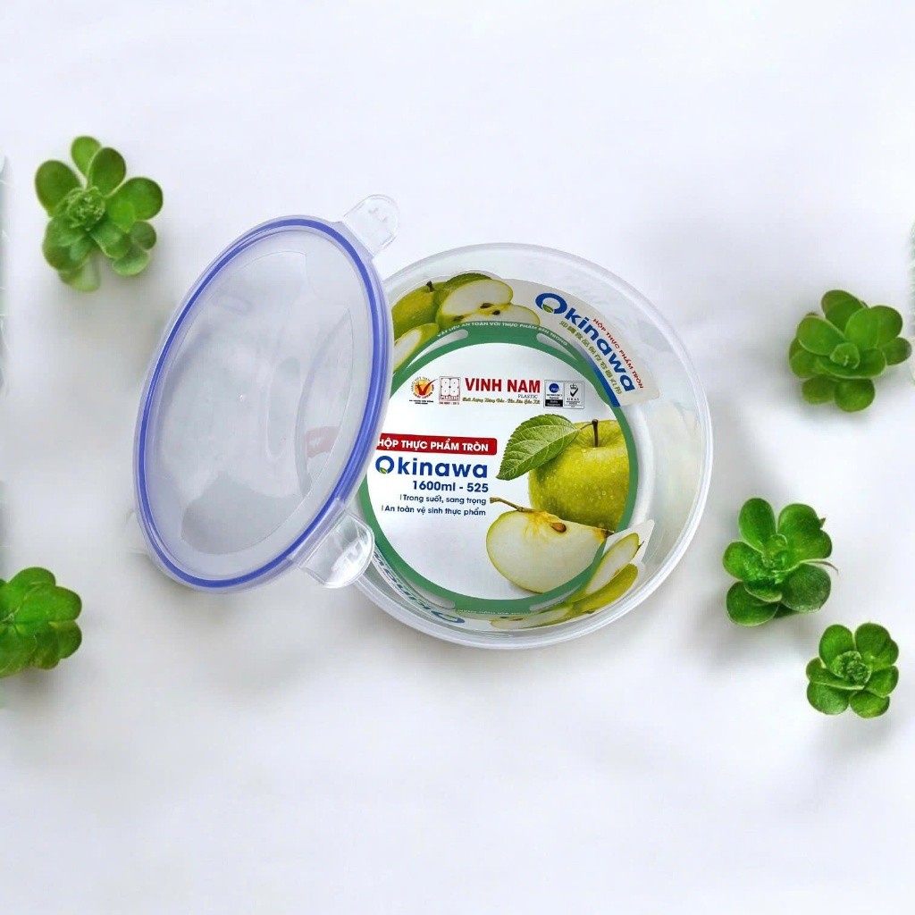 Hộp Thực Phẩm Tròn Okinawa Vinh Nam Plastic Đựng Rau Củ Quả Nhiều Kích Thước Mã 521 522 524 525