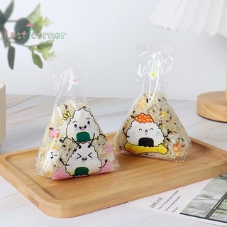 Lostcorner 100 Chiếc Hoạt Hình Dễ Thương Tam Giác Cơm Túi Đóng Gói Rong Biển Sushi Khuôn Túi Sushi Bento Phụ Kiện Rong Biển Cơm Sushi Túi Mới