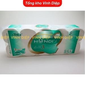 Bịch Giấy Vệ Sinh Hà Nội Xanh Hồng 4 Lớp Dây 10 Cuộn 1 Bịch Không Lõi