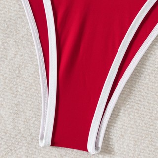 Đồ bơi nữ màu đỏ trắng nối dây màu hai mảnh Đồ bơi Bikini