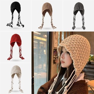 Mũ dệt kim CLEARLINE len ấm áp, tua rua chống gió - Phù hợp nữ