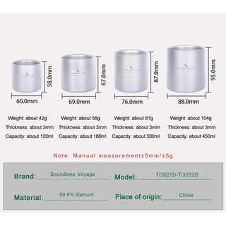 [Hành Trình Vô Hạn] Cốc Titan Tường Đôi 4 Trong 1 Chịu Nhiệt Mini Trà Uống Cốc Cắm Trại Ngoài Trời Cốc Cà Phê Mup