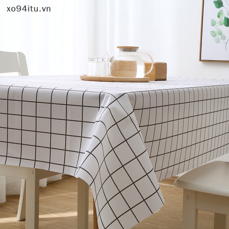 Khăn Trải Bàn Bằng peva Chống Nước Chống Dầu Họa Tiết Sọc Caro 137x90cm