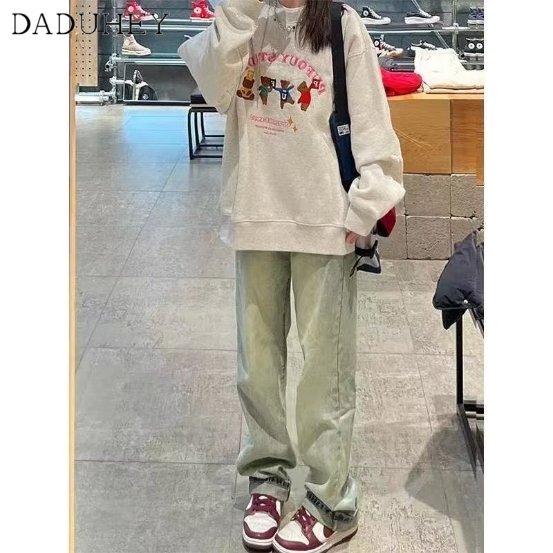 Ảnh DaDuHey New American Ins High Street Retro Yellow Mud Jeans Niche High Waist Straight Pants plus Size Trousers 3
