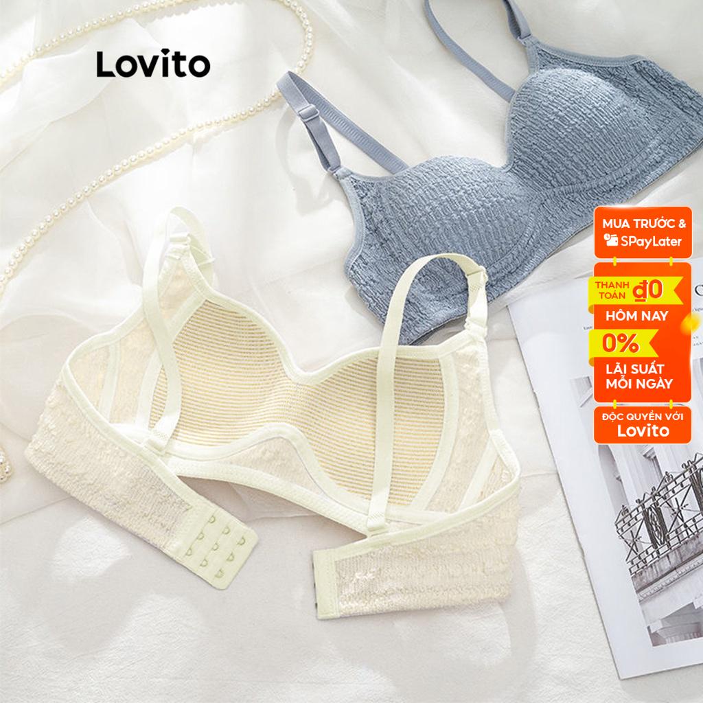 Áo ngực nữ Lovito dây mảnh có thể điều chỉnh có kết cấu màu trơn thường ngày L50AD058 Trắng/Xanh lá/Xanh lam/Đen spe