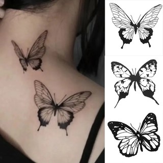 Set 10 Hình Xăm Dán Tạm Thời Hình Bướm Đen Chống Nước Dùng Một Lần