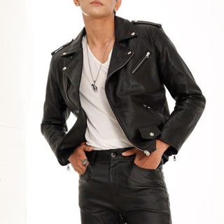Áo khoác da nam, áo da thật cao cấp Fttleather Biker Jacket Da Dê - Phiên Bản Kylian Mbappé - AD310D