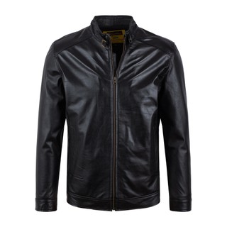 Áo khoác da nam, áo da thật cao cấp Racer Jacket Da Bò Khuy Cổ Fttleather - AD202B
