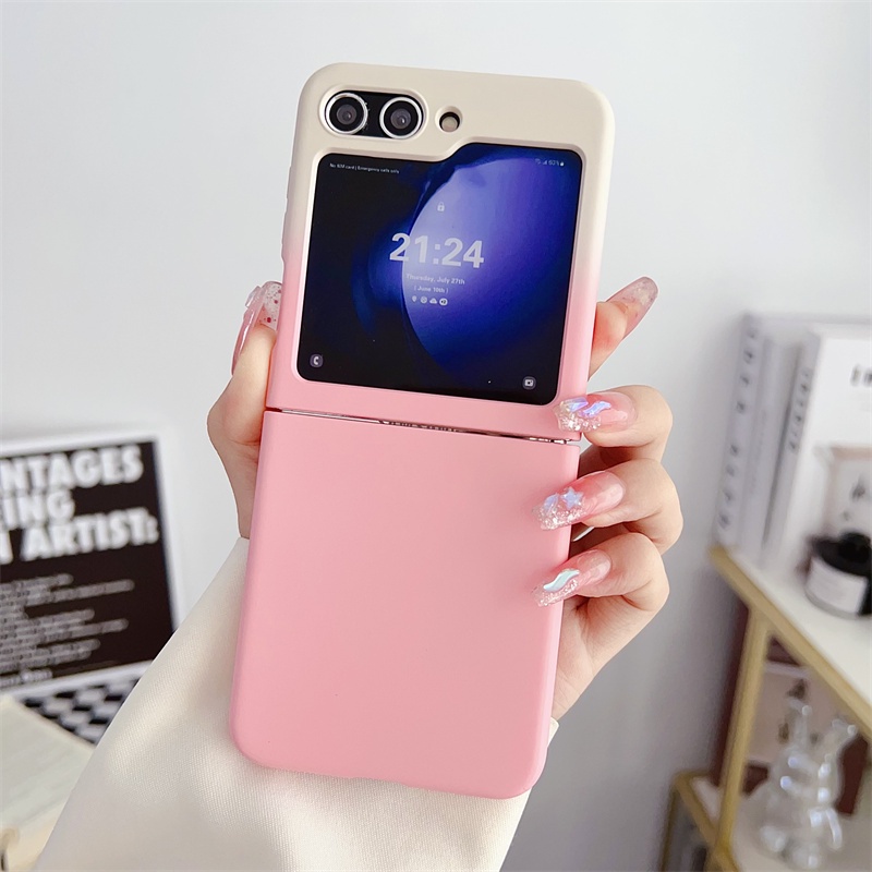 Bao Da Điện Thoại Nắp Lật Màu gradient Thời Trang Cho samsung galaxy z flip 5 4 3 5g flip5 flip4 flip3 Ốp