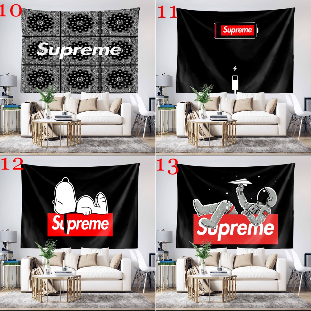 Tấm Thảm Treo Tường Trang Trí Phòng Ngủ Bằng polyester In logo supreme Kèm Kẹp Tiện Dụng