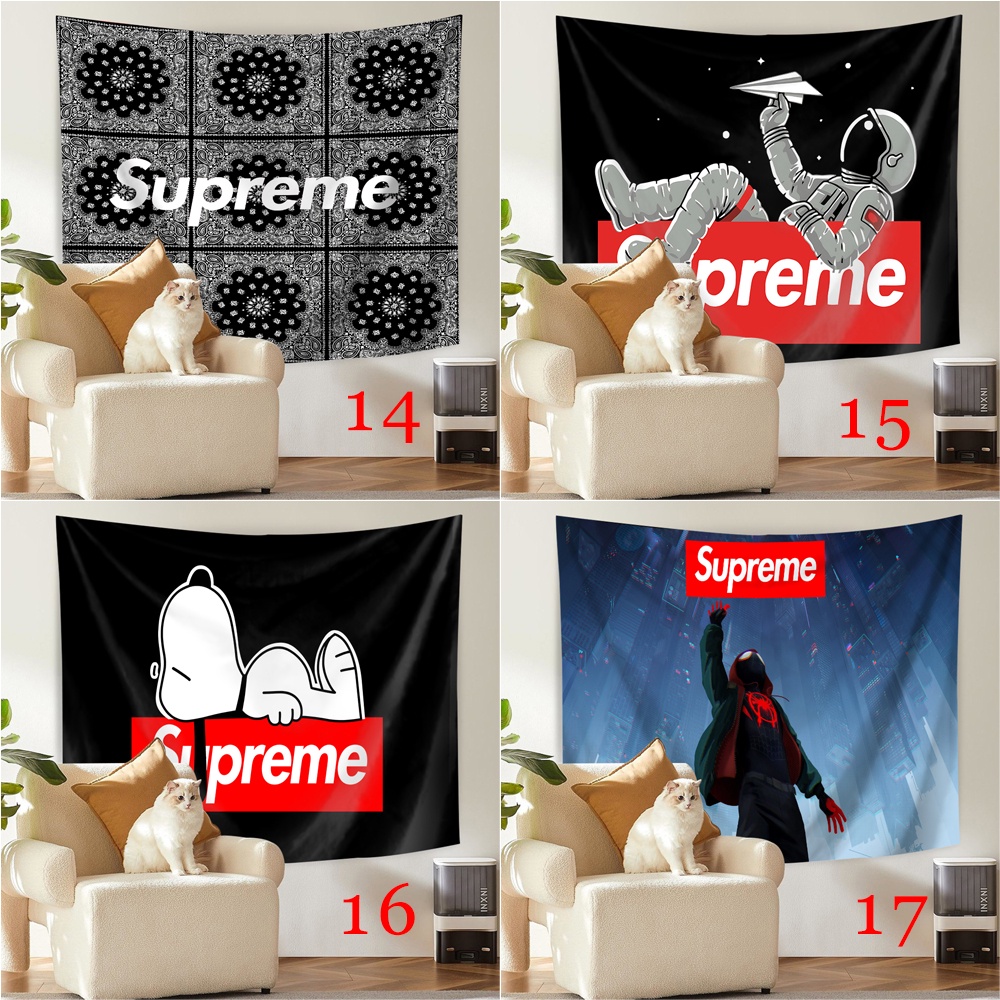 Tấm Thảm Treo Tường Trang Trí Phòng Ngủ In logo supreme Kèm Kẹp Tiện Dụng