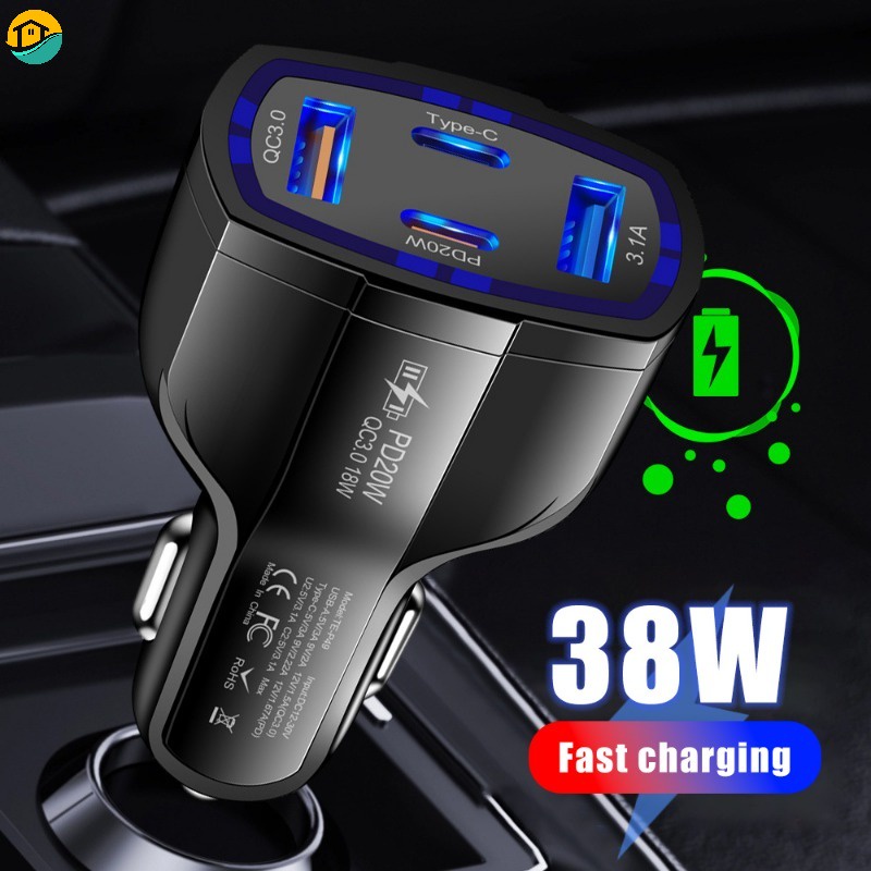 Cargador de coche USB AK-CH-16 USB-A + USB-C PD 5-12V / max. 3A 36W Quick  Charge 3.0