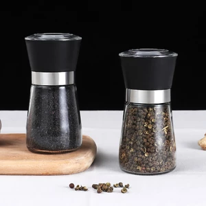 Giá sỉ - Dụng cụ xay tiêu cầm tay, Lọ xay tiêu cầm tay bình thủy tinh nắp viền - FETA
