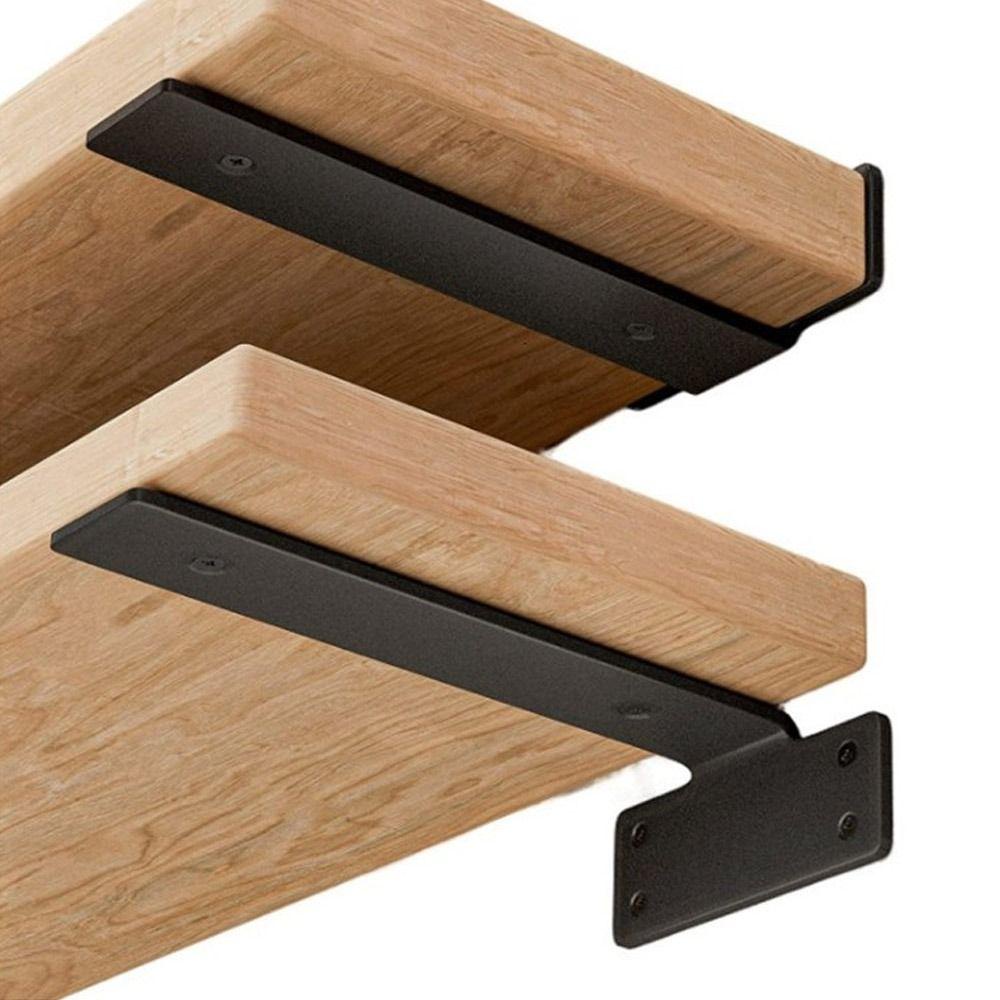 Giá đỡ kệ gang SEREIN, Giá đỡ kệ nổi treo tường hạng nặng, Phụ kiện Kệ treo tường kim loại phủ màu đen Hỗ trợ