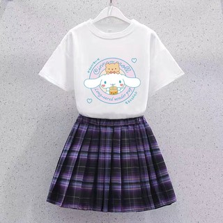 SANRIO Bộ Áo Váy Xếp Ly Thời Trang Mùa Hè 2023 Dễ Thương Dành Cho Bé Gái