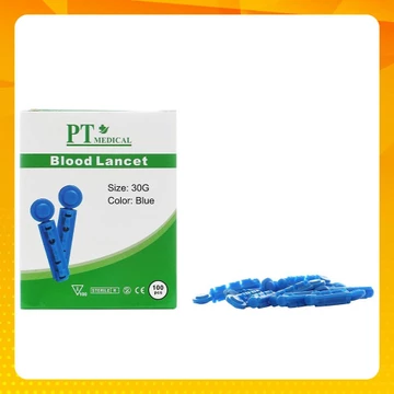 Kim tròn/ kim dẹp lấy máu thử đường huyết Blood Lancets PT Medical hộp 100 kim, thích hợp hầu hết các loại máy