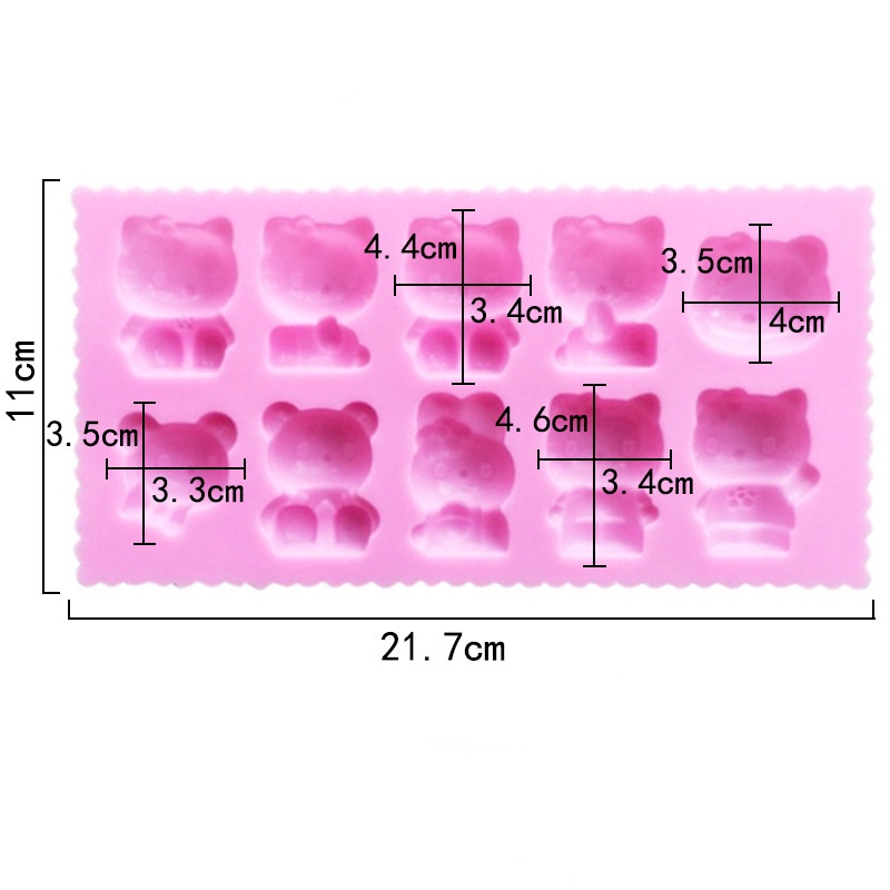 Khuôn silicone 10 Ngăn Làm Bánh Kẹo diy Hình Mèo Hoạt Hình Đáng Yêu