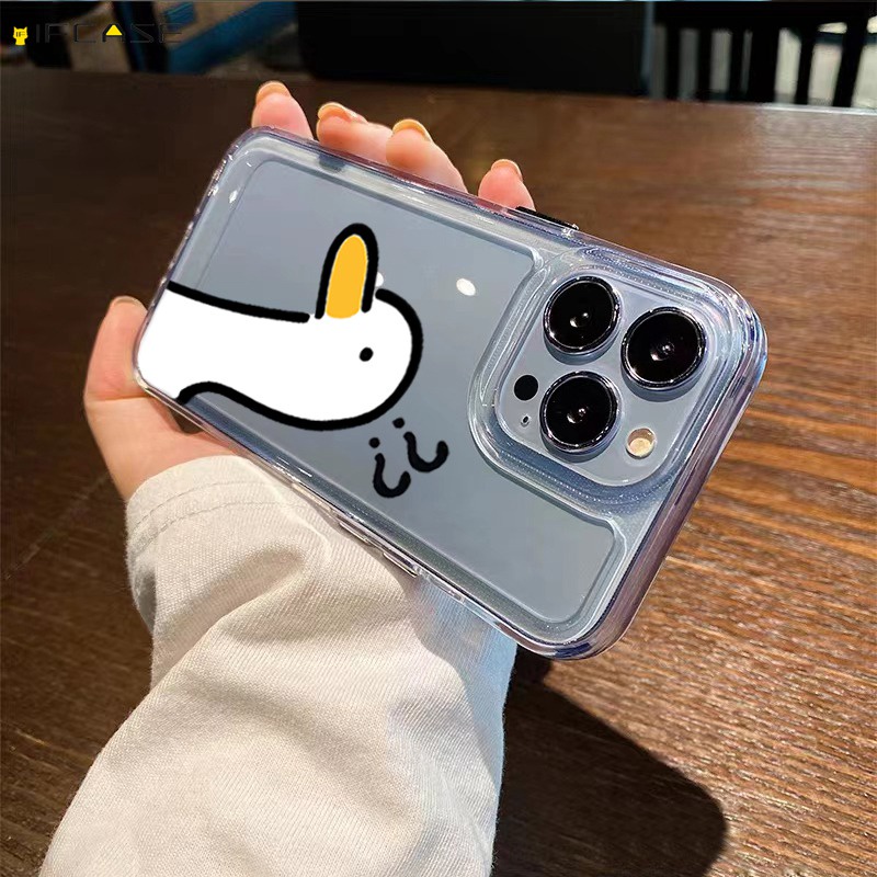 Tương Thích Cho iPhone 17 Air 16 16e 15 14 Plus 13 12 Mini Pro Max Ốp Điện Thoại Câu Hỏi Ngộ nghĩnh Đánh Dấu Vịt Hoạt Hình Dễ Thương Đơn Giản Trong Suốt Vỏ Mềm Ốp Lưng Ốp Lưng