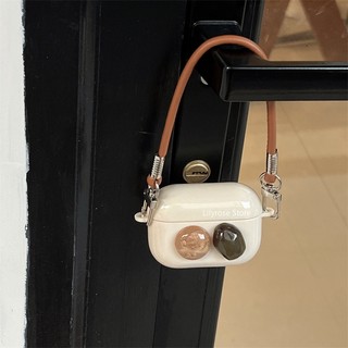 Ốp Vỏ Bảo Vệ Hộp Sạc Tai Nghe bluetooth airpods pro2 pro 1 / 2 / 3 Đính Đá Quý Màu Nâu Đơn Giản Phong Cách Nhật Hàn